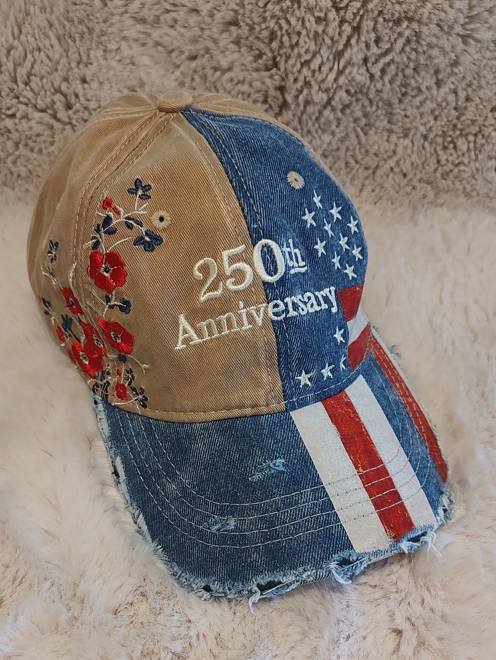 250th Anniversary Embroidered Denim & Tan Baseball Cap